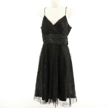 Onyx Nite Womens Sleeveless Party Dress 8 Black Glitter Sparkle Tulle Belt Prom - £16.91 GBP