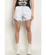 Women&#39;s White Destroyed Denim Side Lace Up Corset Distressed Beach Jean ... - $22.00