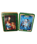 VTG Christmas Tin Box Only Oreo Cookie 1996 Snowman 1994 Santa Holiday L... - $19.00
