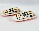 Pair (2) Vintage Tootsie Toy Plastic Boats Yacht 1:64 scale Orange White - $16.82