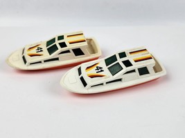 Pair (2) Vintage Tootsie Toy Plastic Boats Yacht 1:64 scale Orange White - $16.82