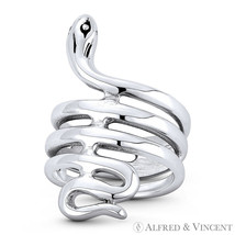 Snake Spirit Animal Serpentine Charm Boho Long Wrap Ring in .925 Sterling Silver - £30.99 GBP
