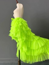 GREEN High Low Layered Tulle Skirt Holiday Outfit Women Hi-lo Wrap Tulle... - $75.99