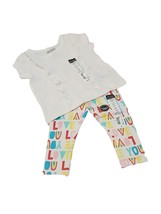 Okie Dokie Baby Girl 2pc Tee with Eyelet Lace Accents &amp; Legging Set (6M)... - $11.45