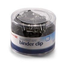 Officemate Assorted Size, 50 Small/10 Medium, Binder Clips, Black, 60 per Tub (3 - $17.99