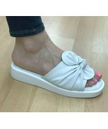 Bonavi 12F5-1 White Leather Low Wedge Slip On Comfort Sandals Size 40 (U... - £35.79 GBP