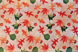 Autumn Fall Cloth Placemat Set 4 Maple Oak Leaves &amp; Acorns 12&quot; X 18&quot; - $16.78