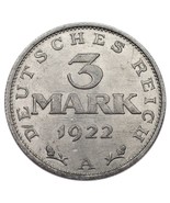 1922-A German 3 Mark 3rd Anniversary of the Constitution Weimar Republic... - $42.28 CAD