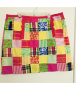 Lilly Pulitzer Patchwork Vintage White Label Skirt Cotton Lined Zip Back... - £25.53 GBP