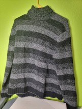 Vtg Eddie Bauer Mens XL Striped Color Block Lambswool Knit Turtleneck Sweater - £36.08 GBP