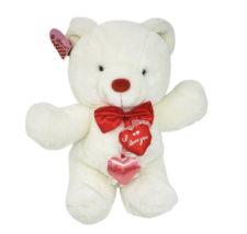 14&quot; Vintage Cuddle Wit White Teddy Bear Pink Red Heart Stuffed Animal Plush Toy - £44.79 GBP