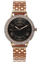 NEW Tavan 1436 Women&#39;s Crichett Diamond Roman Numeral Black Dial Rose Gold Watch - £20.66 GBP