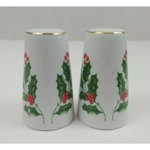 Vintage Christmas Mistletoe White Salt &amp; Pepper Shakers Set - $7.75