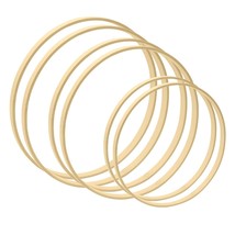 6Pcs 3 Sizes (8, 10 &amp; 12 Inch) Wooden Bamboo Floral Hoops Wreath Rings For Makin - £20.88 GBP