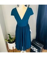 DRESS THE POPULATION Corey Dress, Fit &amp; Flare, Blue/Green Pine, Small 4/... - €137,23 EUR