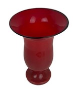 Vintage Art Glass Vase Red Tango Black Rim Art Deco Czechoslovakia Flare... - $1,218.52 MXN