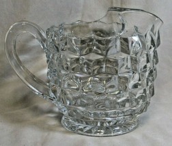 Fostoria Glass American Cube 6 1/2&quot; Milk Water Pitcher Ice Lip 3 Pint Squat - £39.95 GBP