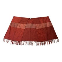Woolrich Women&#39;s Red Cozy Wrap Shawl Vtg Scarf Serape Cape Kimono Fringe 48x67.5 - £37.47 GBP