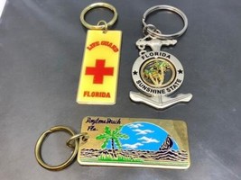 Set Of 3 Vintage Souvenir Keyring Florida Usa Keychain Daytona Beach Porte-Clés - £14.73 GBP