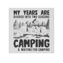Camping Enthusiast Face Towel, Personalized Black &amp; White Tent Scene Pri... - $15.45