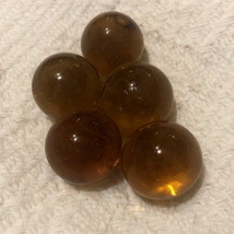 Vintage 5 Glass Marbles Shooters Circles Clear Orange Color - £3.55 GBP