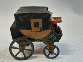 Vtg Miniature Handmade? Hand Painted Wood Carriage With Driver Metal Wheels - £23.94 GBP