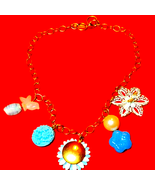 Beautiful Vintage Lenora Dame~Sun and Flower Charm Necklace - £30.03 GBP