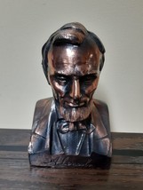 Vintage Abraham Lincoln Bust Coin Bank no key Metal, Bronze Finish - £23.66 GBP