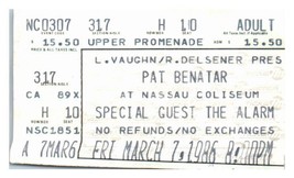 Pat Benatar Die Alarm Konzert Ticket Stumpf März 7 1986 Uniondale New York - £27.79 GBP