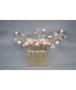 Gold hair comb, Champagne/ivory mix hair piece, Bridal hair comb, Fall w... - $26.00