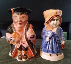Toby Style Mug Pitcher Man and Woman set 2 Miniatures Small 4.5&quot; Vintage - £11.24 GBP