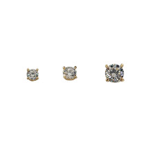14ct Solid Gold Square Diamond Stud Zirconia Earrings Handmade 14K Au585 jewelry - £88.88 GBP