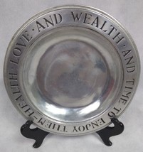 Vintage Wilton Armetale Pewter Plate Health Love And Wealth And Time To ... - £7.99 GBP