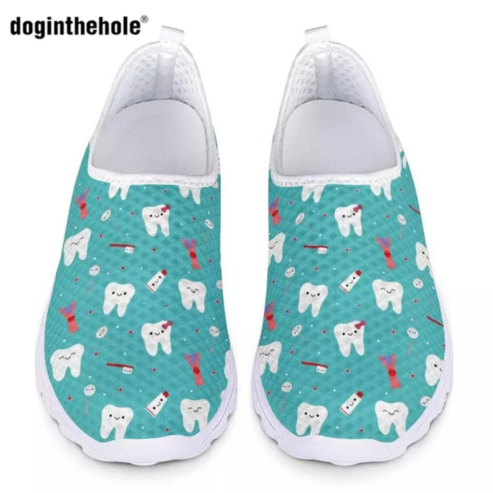 doginthehole Cute  Tooth Print Flats Women Shoes  Slip On Casual Sneakers Woman  - £146.54 GBP