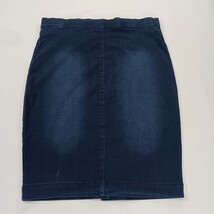 One 5 One MS14252Z Women's Blue Cotton Blend Stretch Denim Slit Skirt Size Large image 9