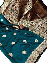New Sari Women&#39;s kanchipuram Silk Saree Sari Blouse Piece Zari woven work - $38.29