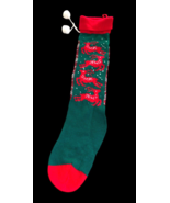 Vintage Christmas Stocking Long Knit Green Red Reindeer Pattern 1980s 19... - $523.43 MXN