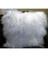 Tibetan Lamb Pillow 16&quot;x16&#39;&quot; Mongolian Sheep Pillow Case Bleached White ... - £54.52 GBP