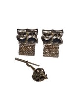 Vtg Swank Cuff Links & Tie Tac Clip Muse Comedy Tradegy Theator Masks Gold Tone - $29.10