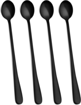 Hiware Matte Black 9-Inch Long Handle Iced Tea Spoon, Coffee Spoon, Ice Cream Sp - £11.18 GBP