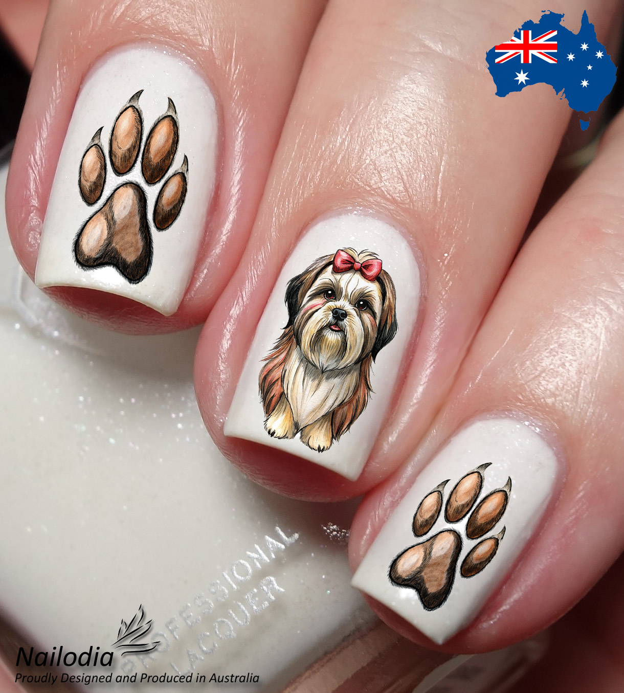 Shih Tzu Dog Puppy Nail Art Decal Sticker Water Transfer Slider - Pet Theme - $3.99