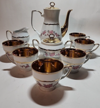 Bogucice Bogucicach Porcelain 9-Piece Tea Set White w/ Gold Trim Floral Pattern - £197.79 GBP