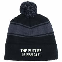 Trendy Apparel Shop The Future is Female Two Tone Pom Striped Long Beanie Hat -  - £14.94 GBP