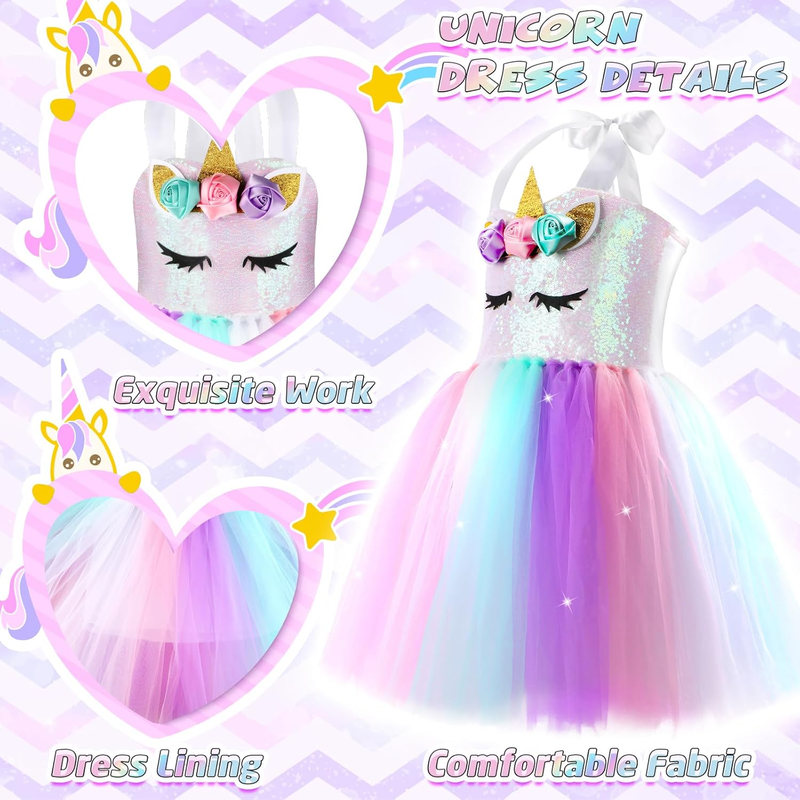 GIFTINBOX Girls Unicorn Princess Dress Unicorn Costume for Girls 3-8Y Halloween  Item image 3