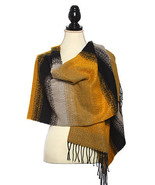 Acrylic Stripe Pattern Boucle Scarf Scarves Shawl Fringe Trim Wrap Winter - $21.65 CAD