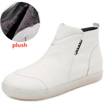 New Top Soft Cowhide Autumn Winter Boots Black White Ankle Boots Large Size Soft - £62.45 GBP