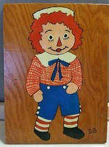 Vintage Wood Raggedy Andy Lacquered Paper to Wood 10 3/4&quot; x 8&quot; FREE SHIPPING - £12.57 GBP