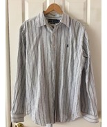 Ralph Lauren Classic Fit Mens Long Sleeve Button Down Shirt Sz L blue white - $17.32