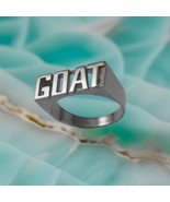 Sterling Silver &#39;GOAT&#39; Block Letter Midsize Ring | Unisex Bold Statement... - $932.61 MXN