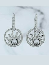 3/4 Ct Round Cut Diamond Happy Sun Design Drop Dangle Earrings 14k White Gold GP - £51.69 GBP